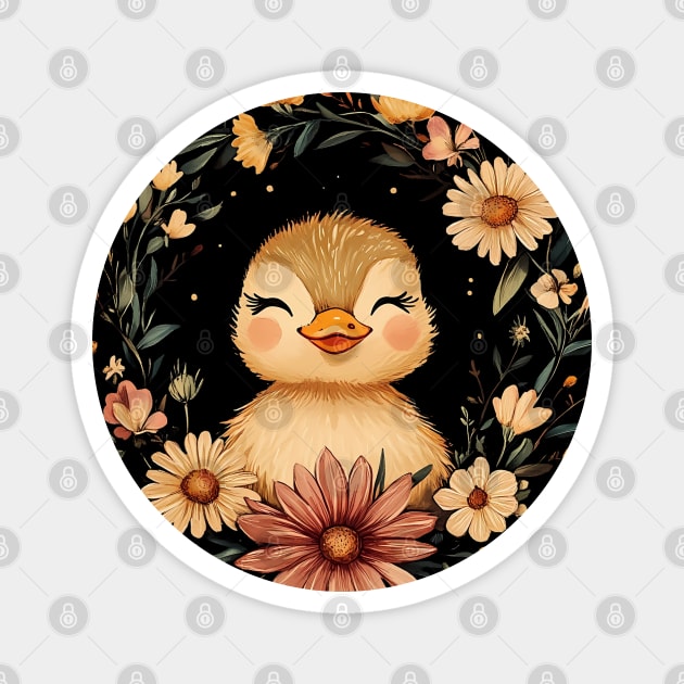 Adorable Duckling Illustration – Sweet Nature-Inspired Art Magnet by TuncGK